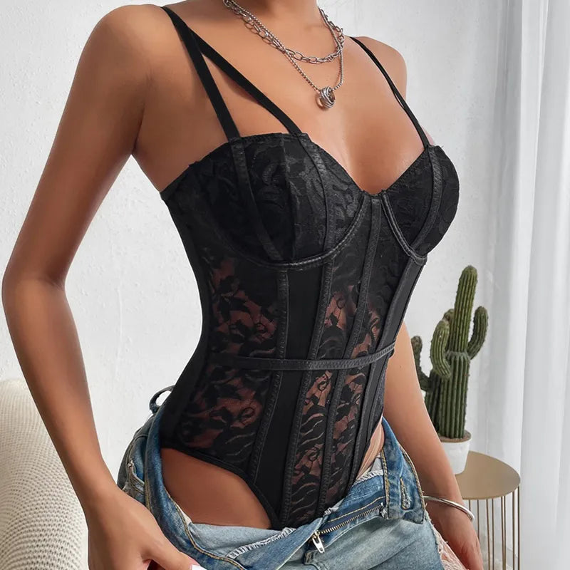 Celine | Broderet Corset Bodysuit