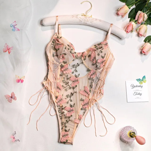 Selene | Broderet Sommerfugle Bodysuit