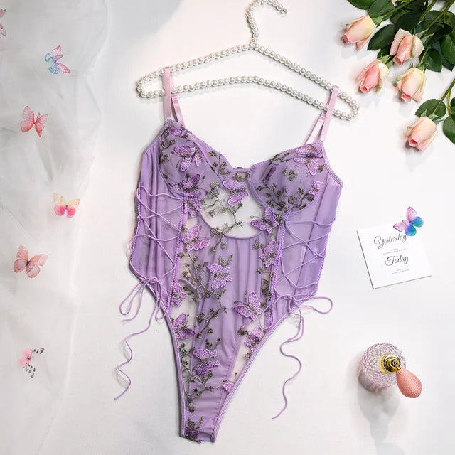 Selene | Broderet Sommerfugle Bodysuit