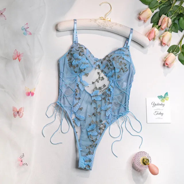 Selene | Broderet Sommerfugle Bodysuit