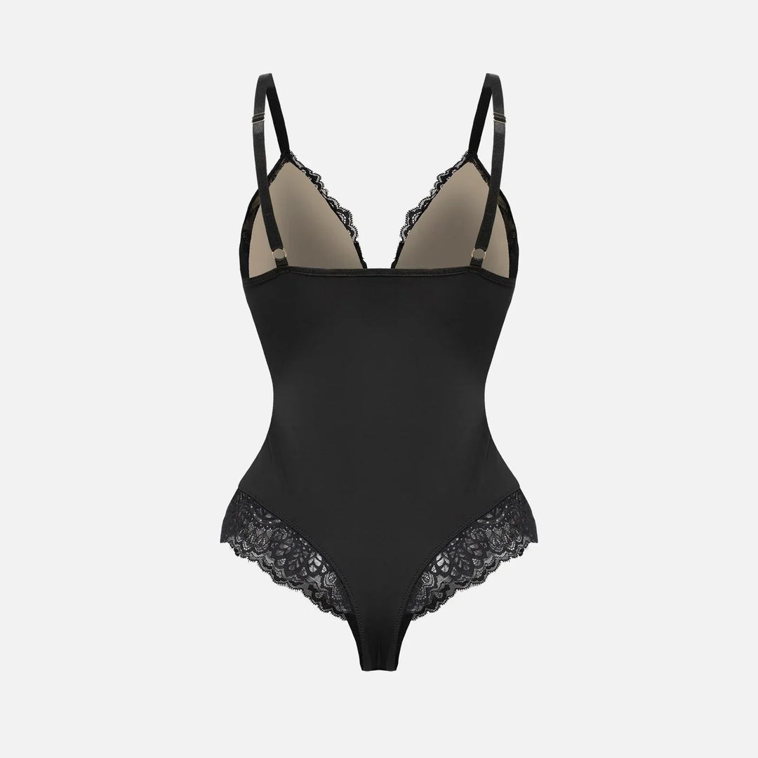 Sarah | Shapewear Bodysuit med Dybt V-Udskæring og Blonde