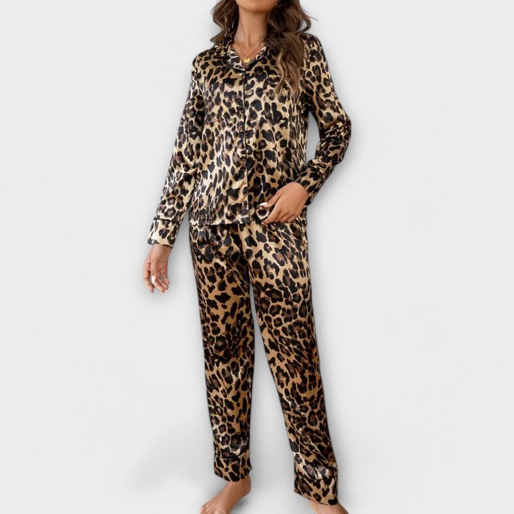 Glamourøst Leopard-Satin Pyjamassæt